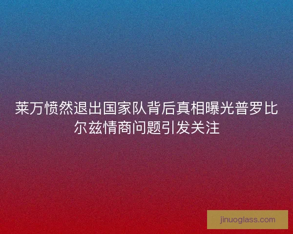 莱万愤然退出国家队背后真相曝光普罗比尔兹情商问题引发关注